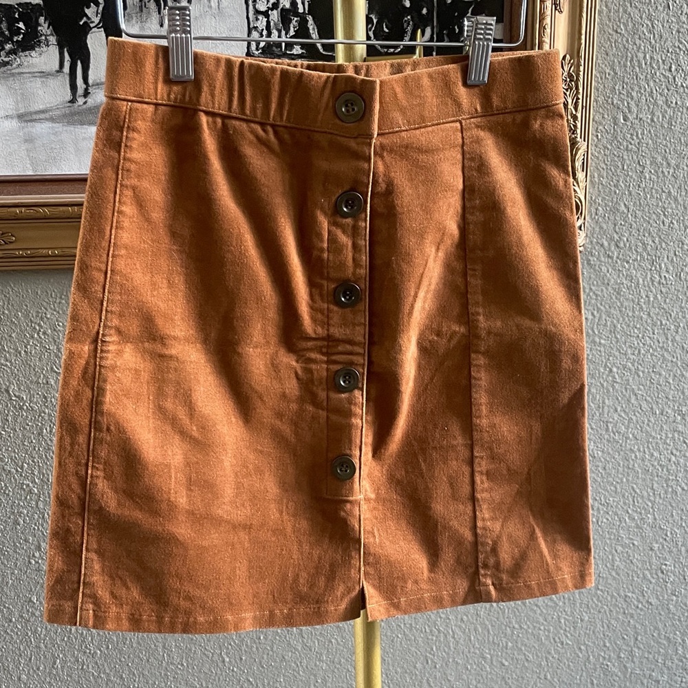 Have Rust-Orange Button-Front Mini Skirt
